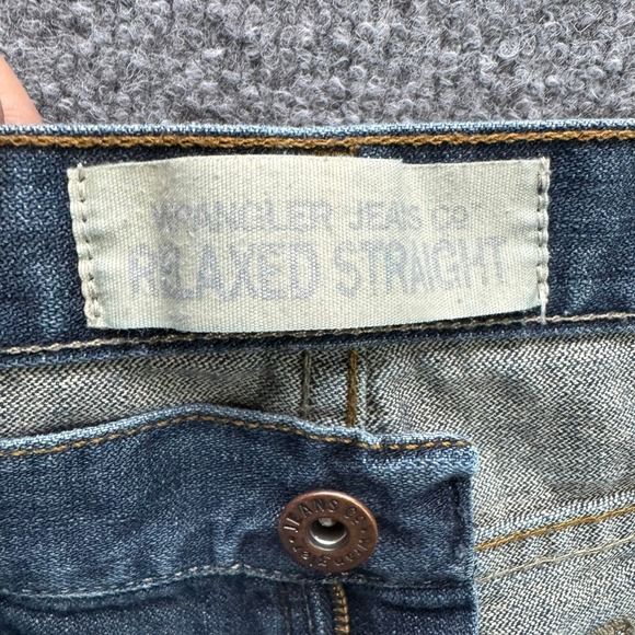 Wrangler Relaxed Straight Jeans Men's 34x30 Blue Denim Casual Pants - Picture 3 of 12